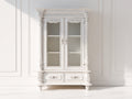 Vetrina - Legno-Vetro-Metallo - 105 x 45 x 195 cm - Bianco antico - Stile neoclassico decorativo
