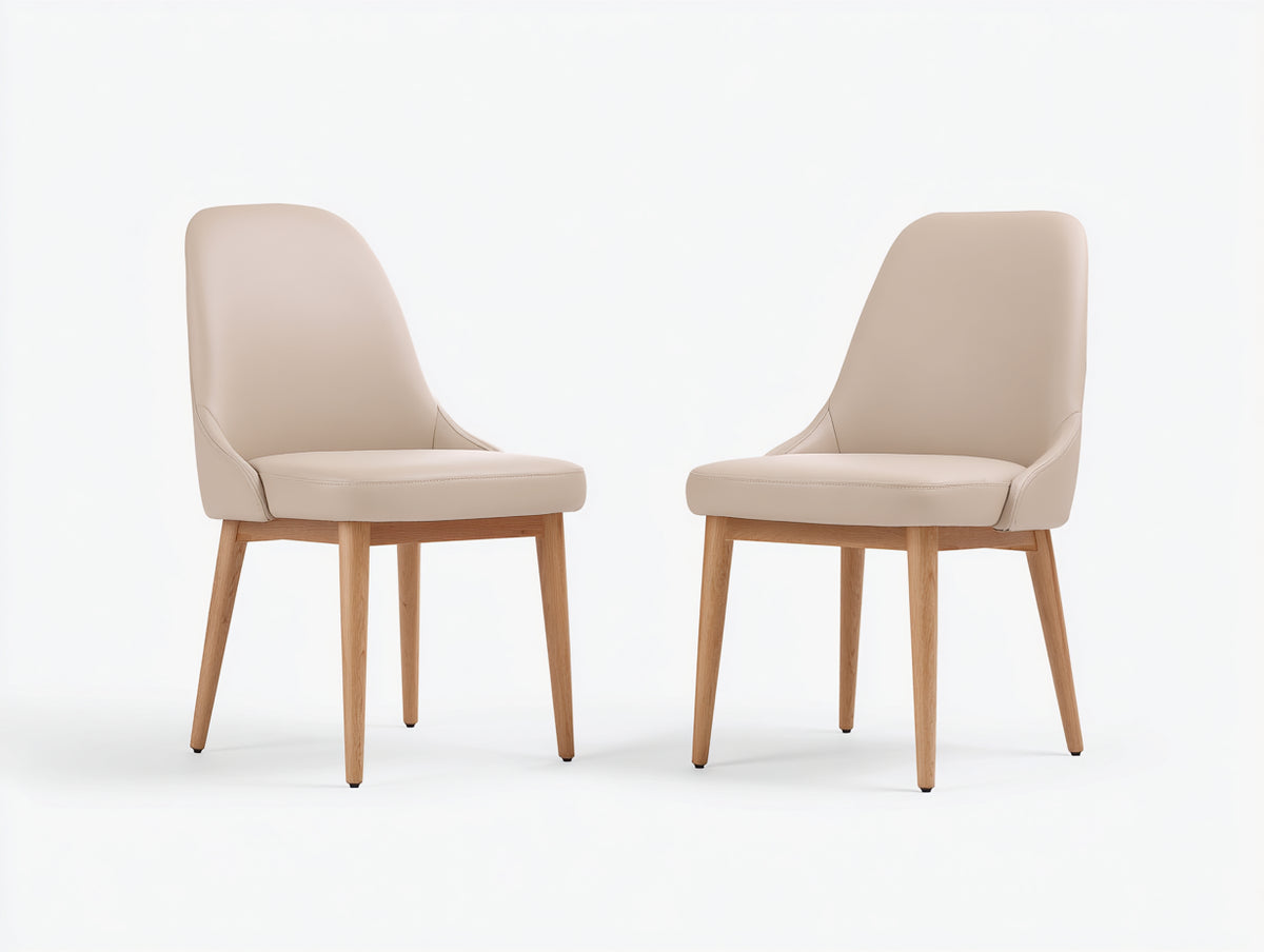 Sedia da pranzo - legno-pelle sintetica - 58 x 55 x 86 cm - beige-rovere naturale - stile moderno