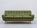 Divano lineare - Tessuto-Legno - 210 x 90 x 88 cm - Verde oliva - Mid-century moderno