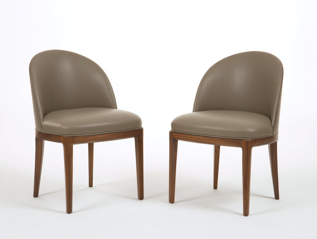 Sedia da pranzo - legno-pelle sintetica - 57 x 52 x 82 cm - tortora-noce - stile moderno