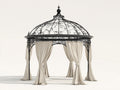 Pergola da giardino-Metallo-350x350x300 cm-Nero-Beige-Stile classico elegante