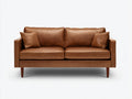 Divano lineare - Pelle-Legno - 196 x 89 x 84 cm - Marrone caramello - Moderno