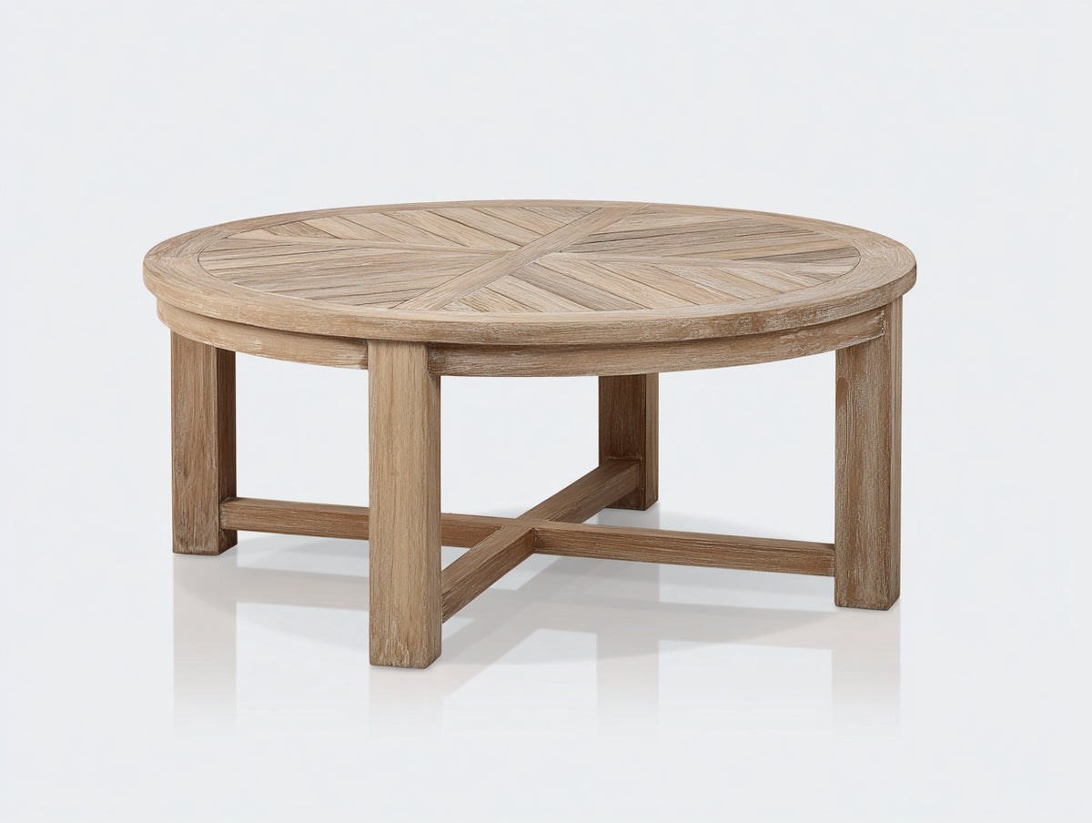 Tavolo da giardino - Legno - 100 x 100 x 45 cm - Marrone chiaro - Stile rustico contemporaneo