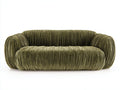Divano lineare - Velluto - 220 x 95 x 72 cm - Verde oliva - Moderno