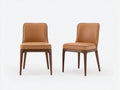 Sedia da pranzo - legno-similpelle - 54 x 51 x 84 cm - cognac-noce scuro - stile moderno