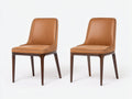 Sedia da pranzo - legno-similpelle - 55 x 52 x 85 cm - cognac-noce scuro - stile moderno