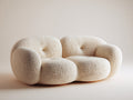 Divano lineare - Tessuto bouclé-Legno - 210 x 105 x 78 cm - Crema - Moderno