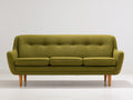 Divano lineare - Tessuto-Legno - 212 x 91 x 87 cm - Verde oliva - Mid-century moderno