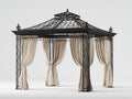 Pergola da giardino-Metallo-300x300x270 cm-Nero-Beige-Elegante design esterno