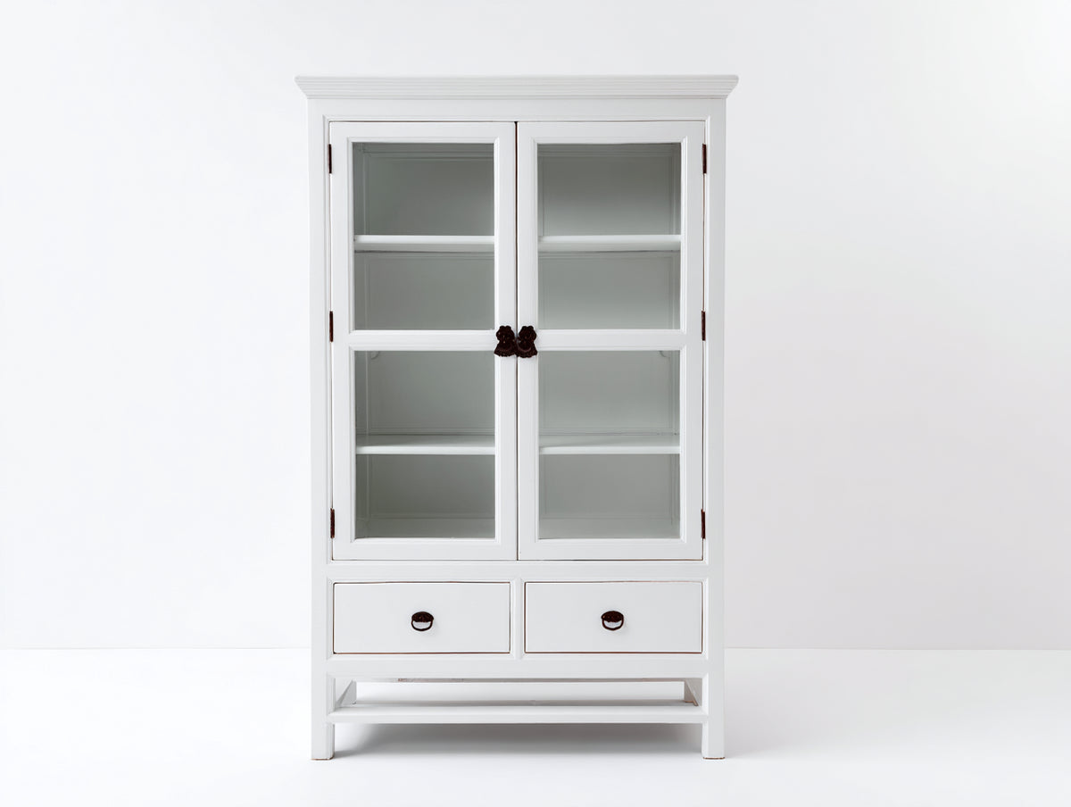 Vetrina - Legno-Vetro - 100 x 40 x 160 cm - Bianco - Stile classico