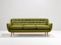 Divano lineare - Tessuto-Legno - 208 x 89 x 86 cm - Verde oliva - Mid-century moderno