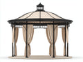 Pergola da giardino-Metallo-500x300x300 cm-Nero-Beige-Stile classico elegante