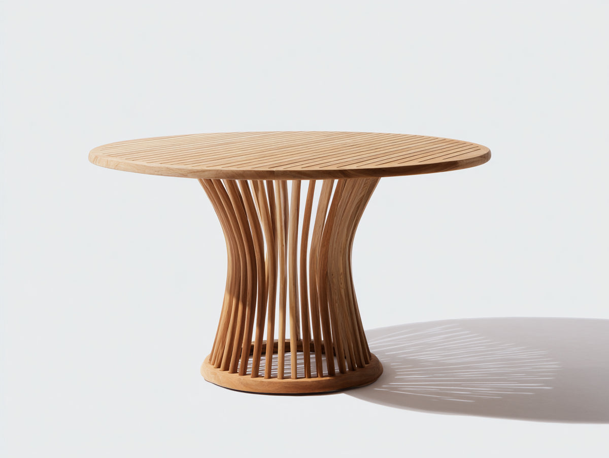 Tavolo da giardino - Legno - 120 x 120 x 75 cm - Marrone chiaro - Stile moderno scultoreo