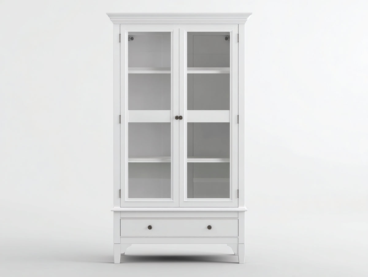Vetrina - Legno-Vetro - 90 x 40 x 180 cm - Bianco - Stile classico