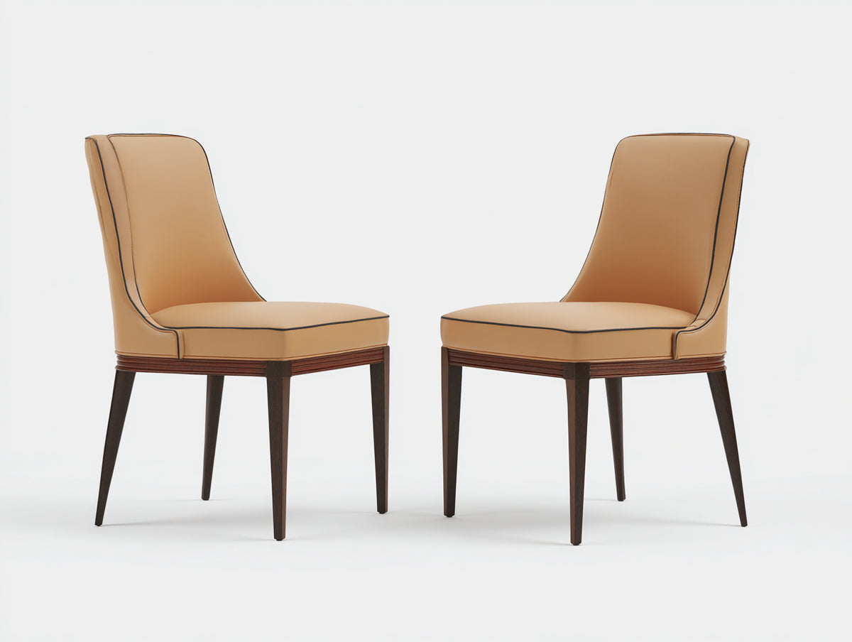 Sedia da pranzo - legno-similpelle - 56 x 53 x 86 cm - cammello-noce scuro - stile contemporaneo