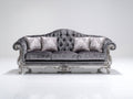 Divano lineare - Velluto-Legno - 235 x 95 x 105 cm - Grigio-Argento - Barocco