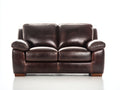 Divano lineare - Pelle-Legno - 176 x 94 x 91 cm - Marrone scuro - Contemporaneo